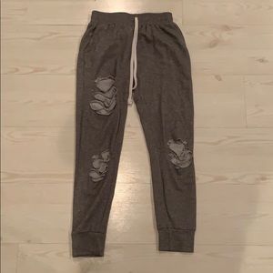 Grey ripped sweatpants